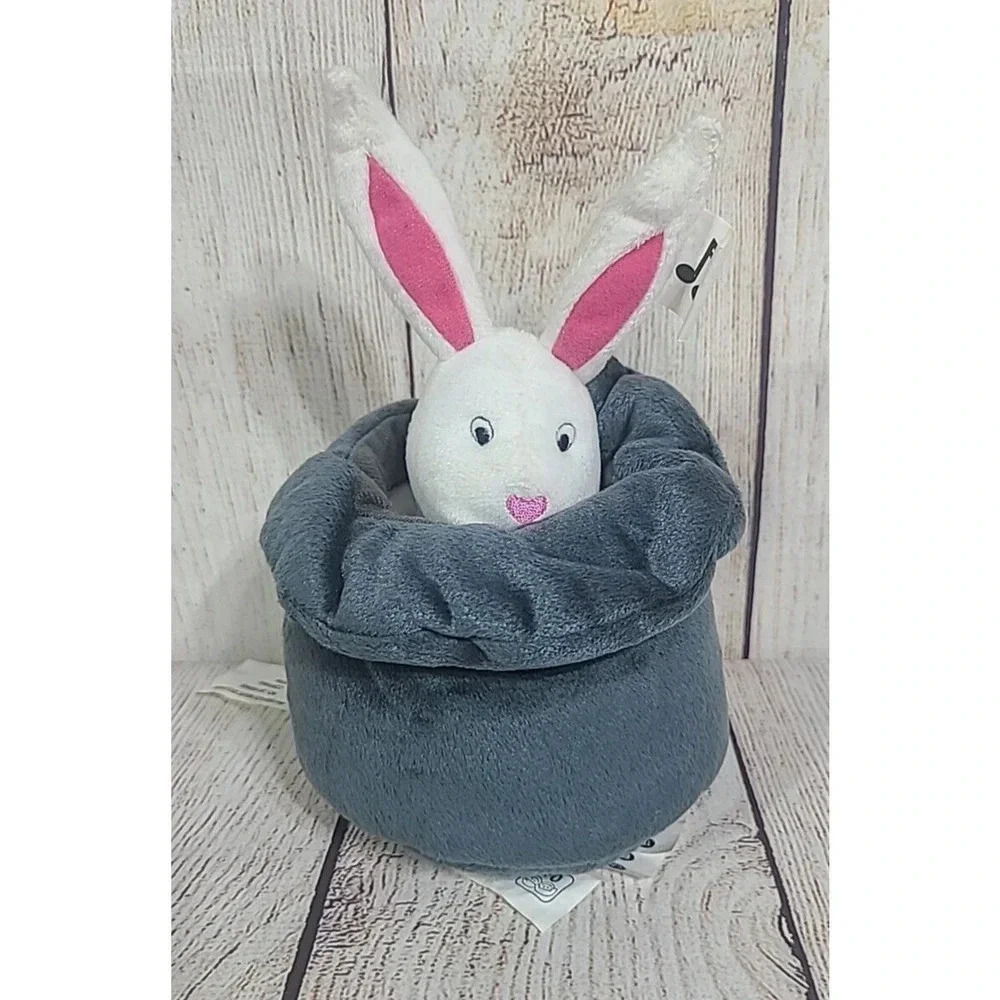 Ikea Leka Cirkus Plush Rabbit In A Hat Stuffed Animal Baby Toy Musical Gray